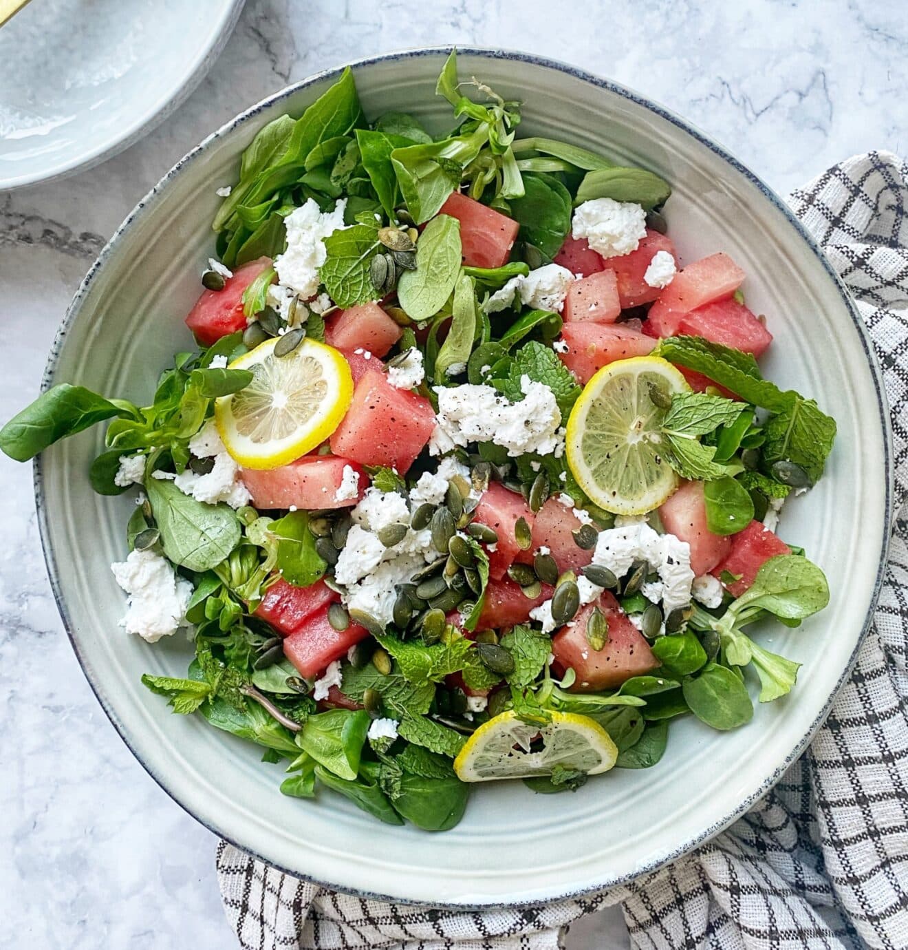 Watermeloensalade geitenkaas vierkant