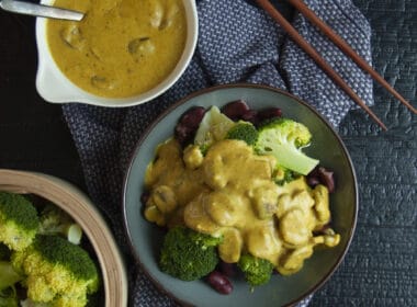 Broccoli-bonenschotel met champignonsaus 7